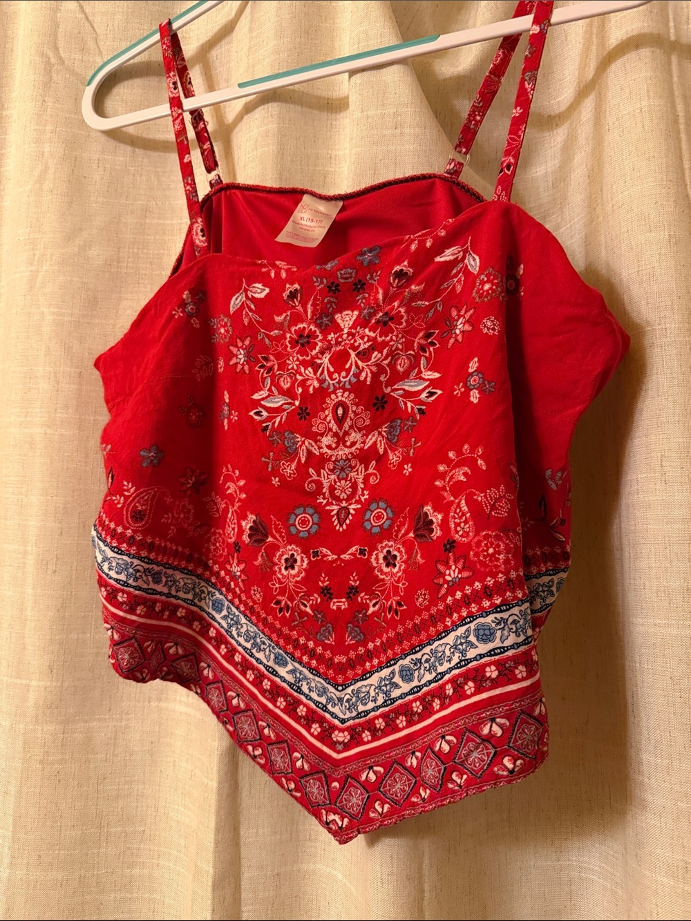 No Boundaries Red Bandana-Print Spaghetti Strap Camisole